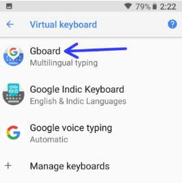 Nastavenia klávesnice Gboard v systéme Android 8 Oreo