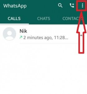 Klepnutím na ďalšiu možnosť vymažete protokol hovorov v aplikácii WhatsApp