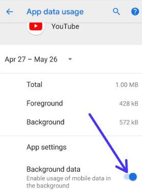 Zakážte použitie údajov na pozadí YouTube v Androide