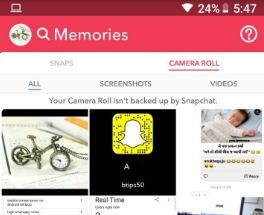 Nahrajte video z aplikácie Camera roll v telefóne s Androidom Snapchat